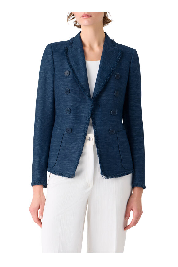 Akris Punto Dark Blue Silk & Cotton Jacket - view 2