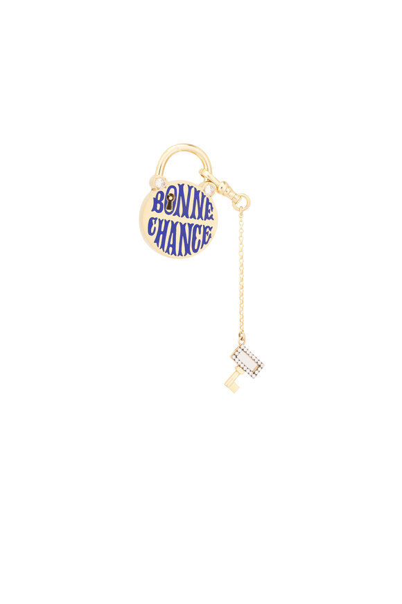 Circa 1700 18k Yellow Gold Diamond & Enamel Padlock Pendant - view 3