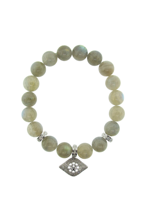 Loree Rodkin 14k White Gold Pave Evil Eye Beaded Bracelet - view 1