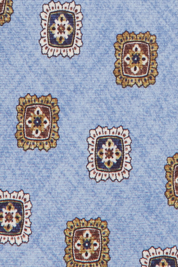 Kiton Light Blue Geometric Silk Necktie - view 2