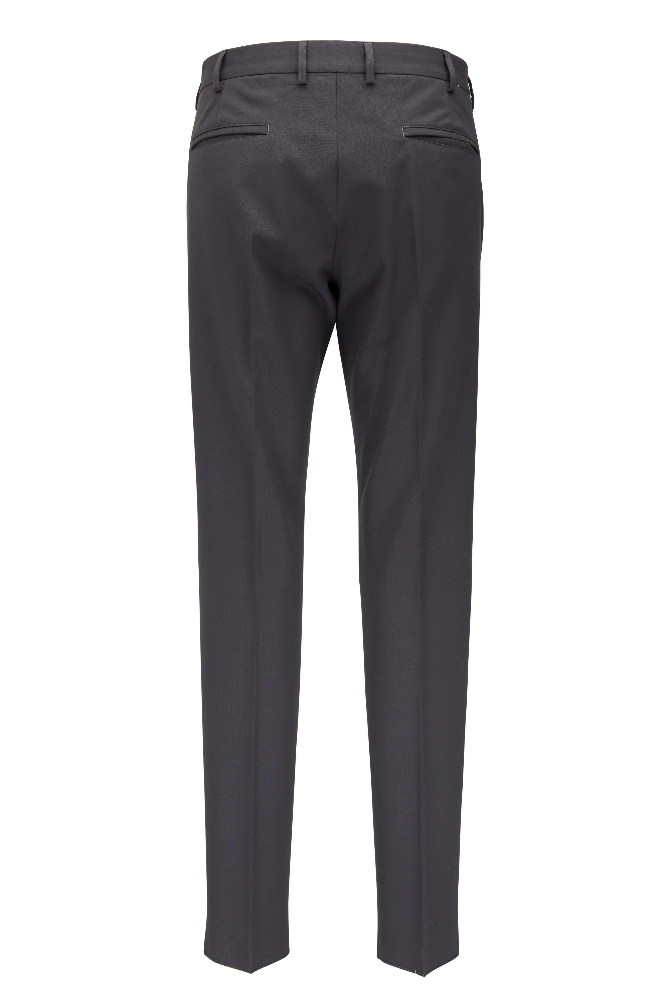 PT Torino - Active Gray Stretch Wool Flat Front Pant