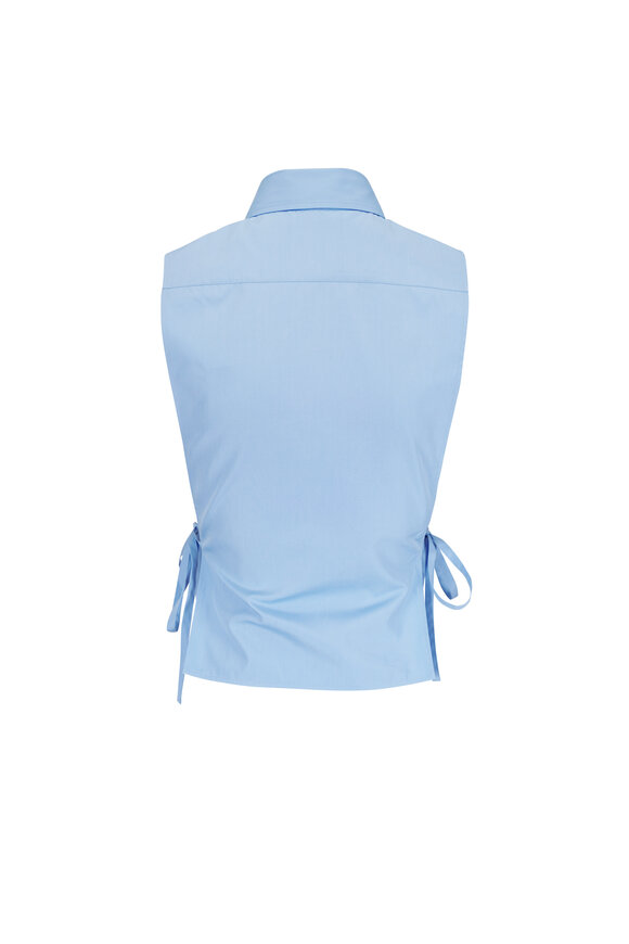 Miu Miu Blue Open Side Button Down Blouse - view 3