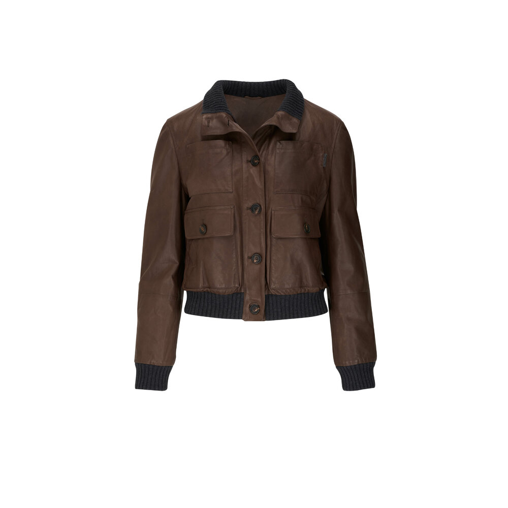 タグ付き BRUNELLO CUCINELLI レザージャケット リブニット タグ付き BRUNELLO CUCINELLI レザージャケット リブニット