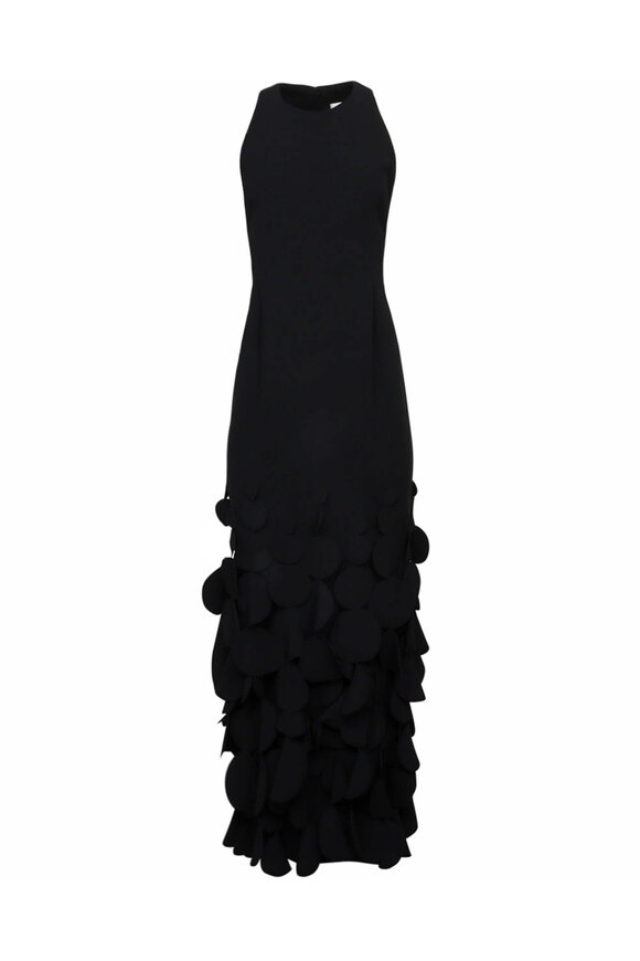 Catherine Regehr Black Disc Fringe Long Sheath Dress