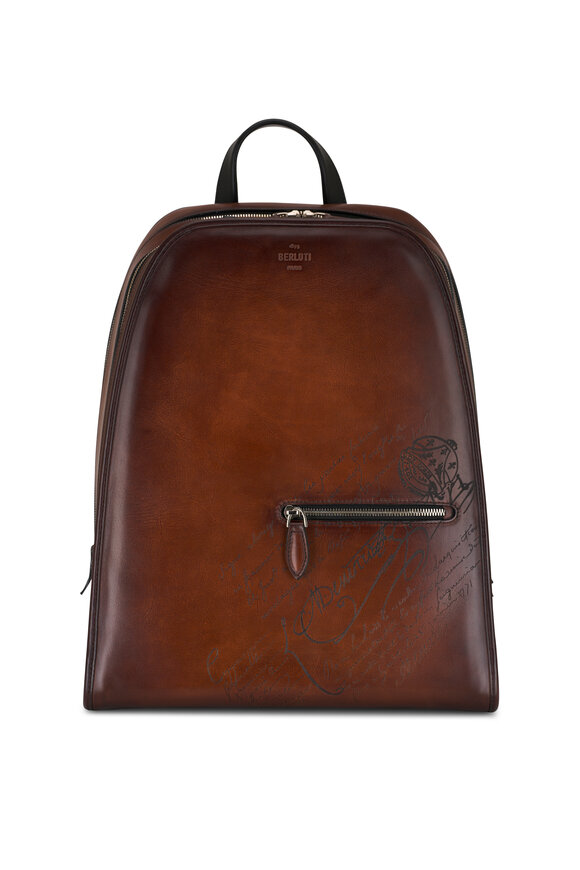 Berluti Working Day Scritto Leather Backpack 