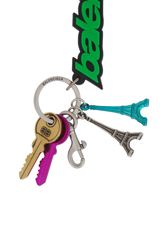 Balenciaga Vivid Green & Black Biker Charm Keychain - view 2