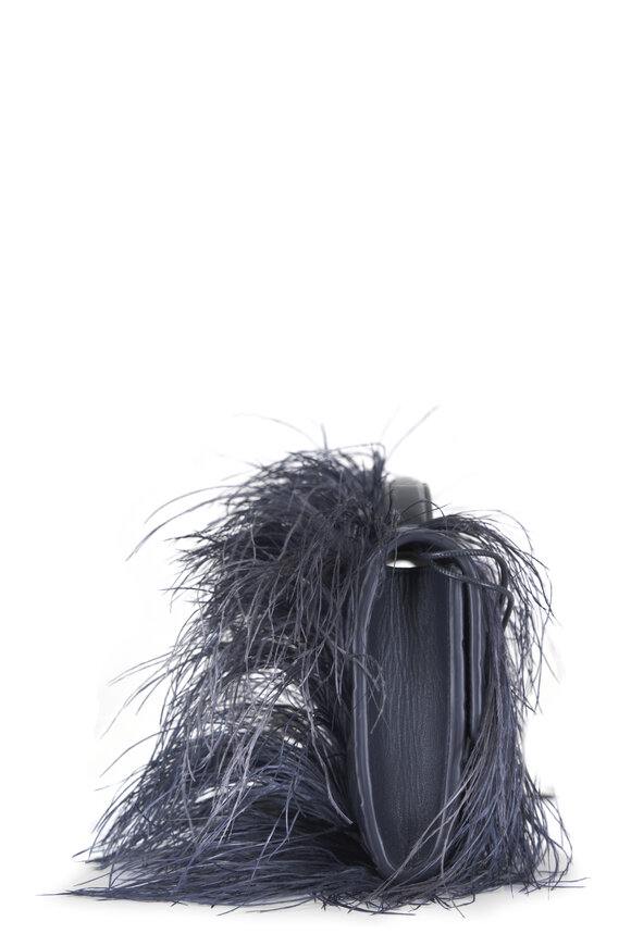 Bottega Veneta Andiamo Midnight Leather & Feather Clutch - view 4