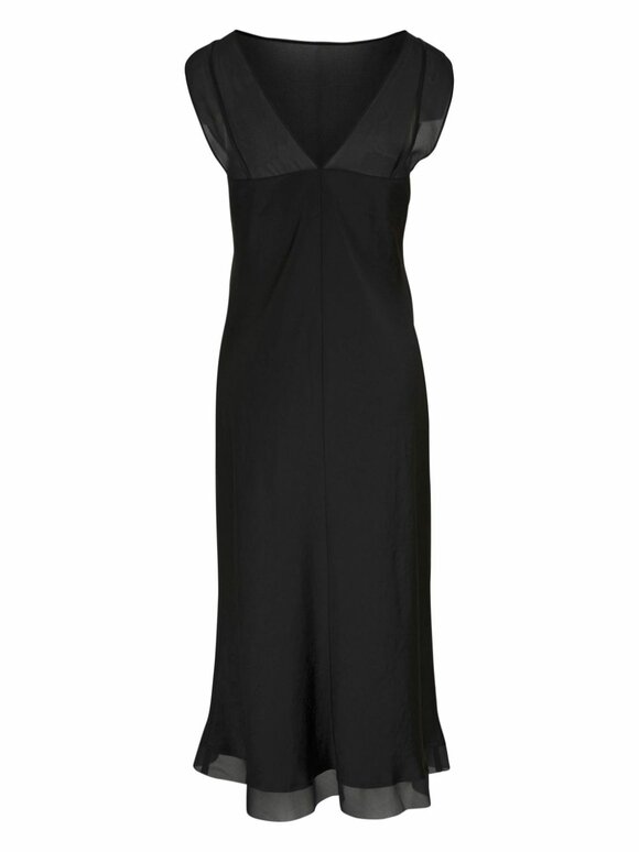 Vince - Black Chiffon Layered Satin Slip Dress