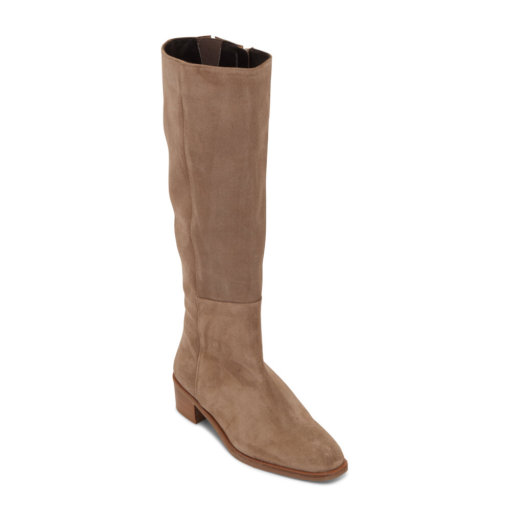 Aquatalia Remo Light Taupe Suede Tall Boot Mitchell Stores