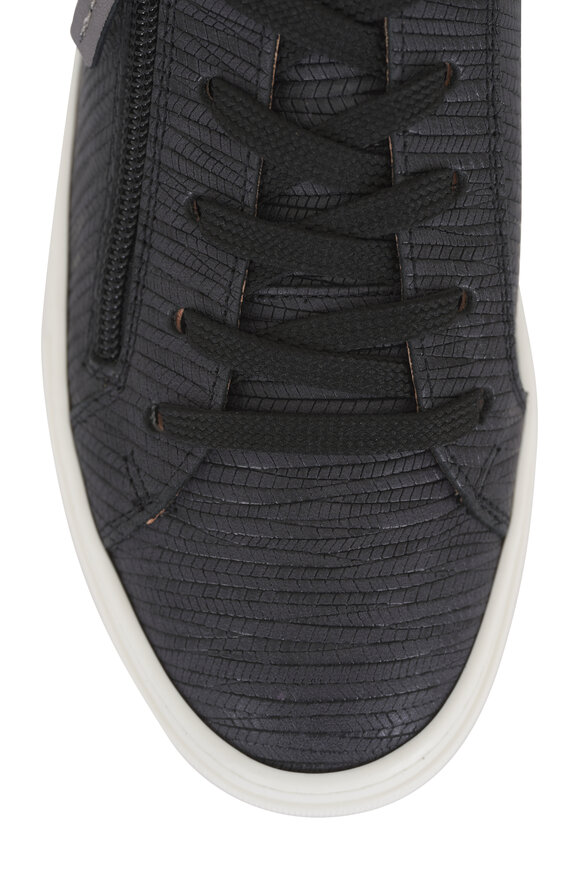 Ron White Oriya Epi Charcoal Embossed Leather Sneaker - view 4