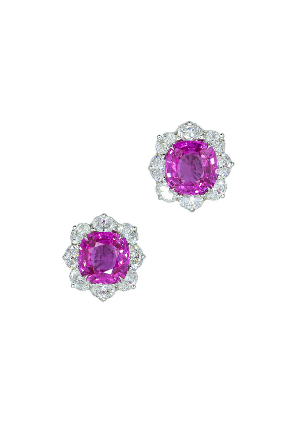 Oscar Heyman - Platinum  Pink Sapphire & Diamond Earrings