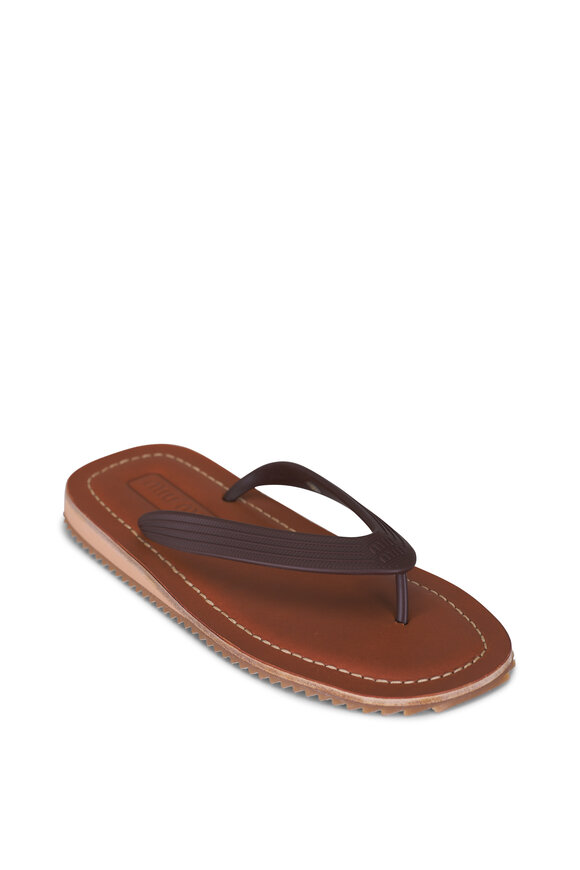 Miu Miu Brown Leather Flip Flop