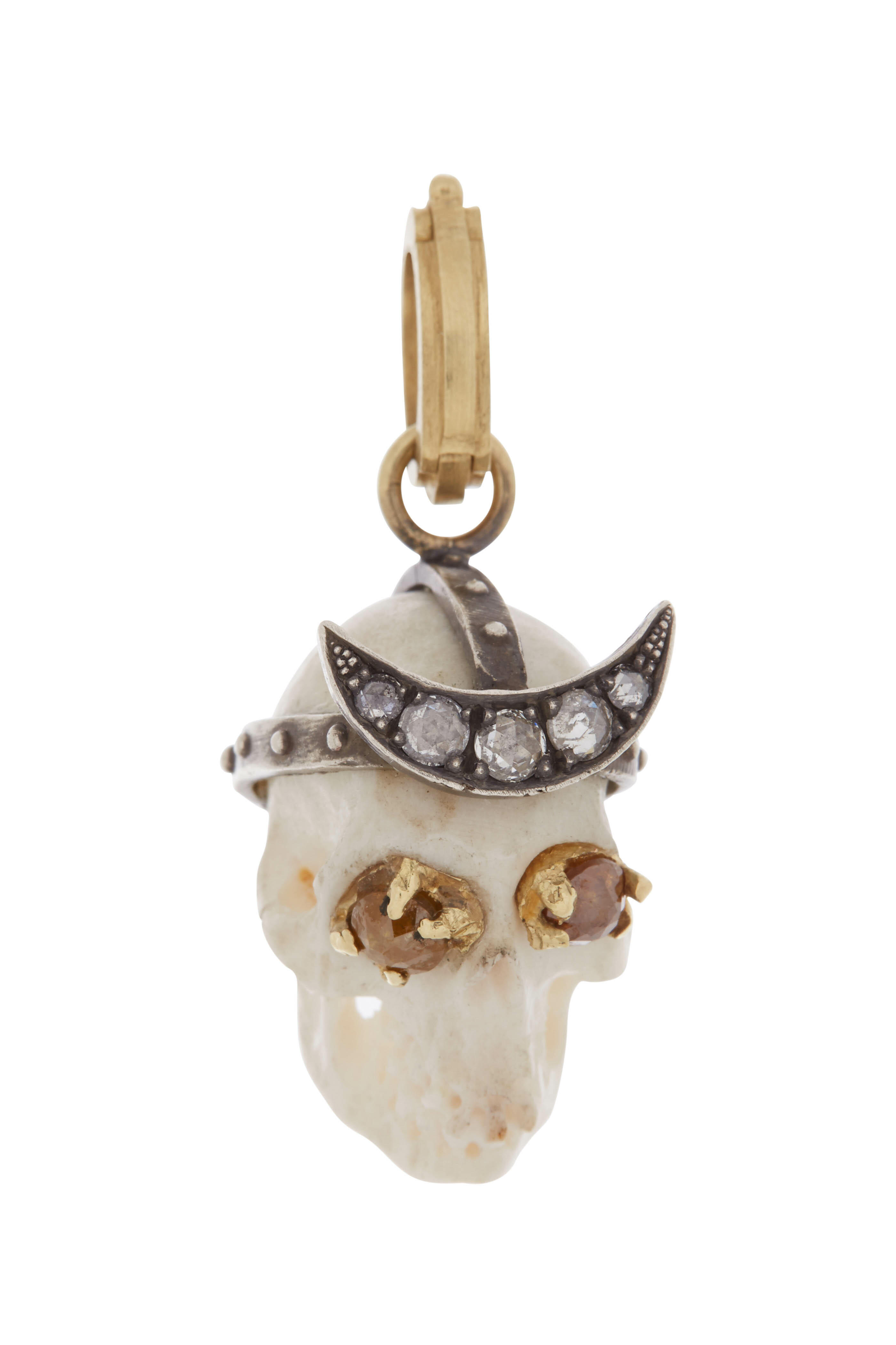 Sylva & Cie - 18K Gold & Silver Lucy Elk Bone Skull Pendant