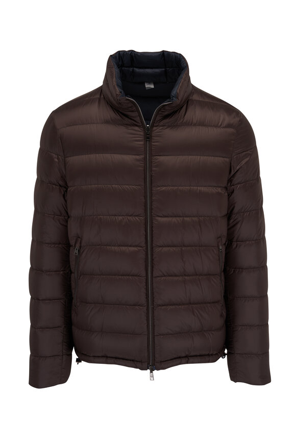 Herno - Brown & Navy Ultralight Reversible Puffer Jacket 