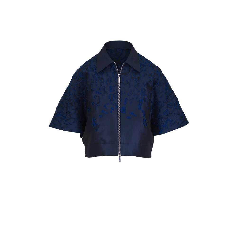Lafayette 148 New York - Dark Blue Jacquard Zip Front