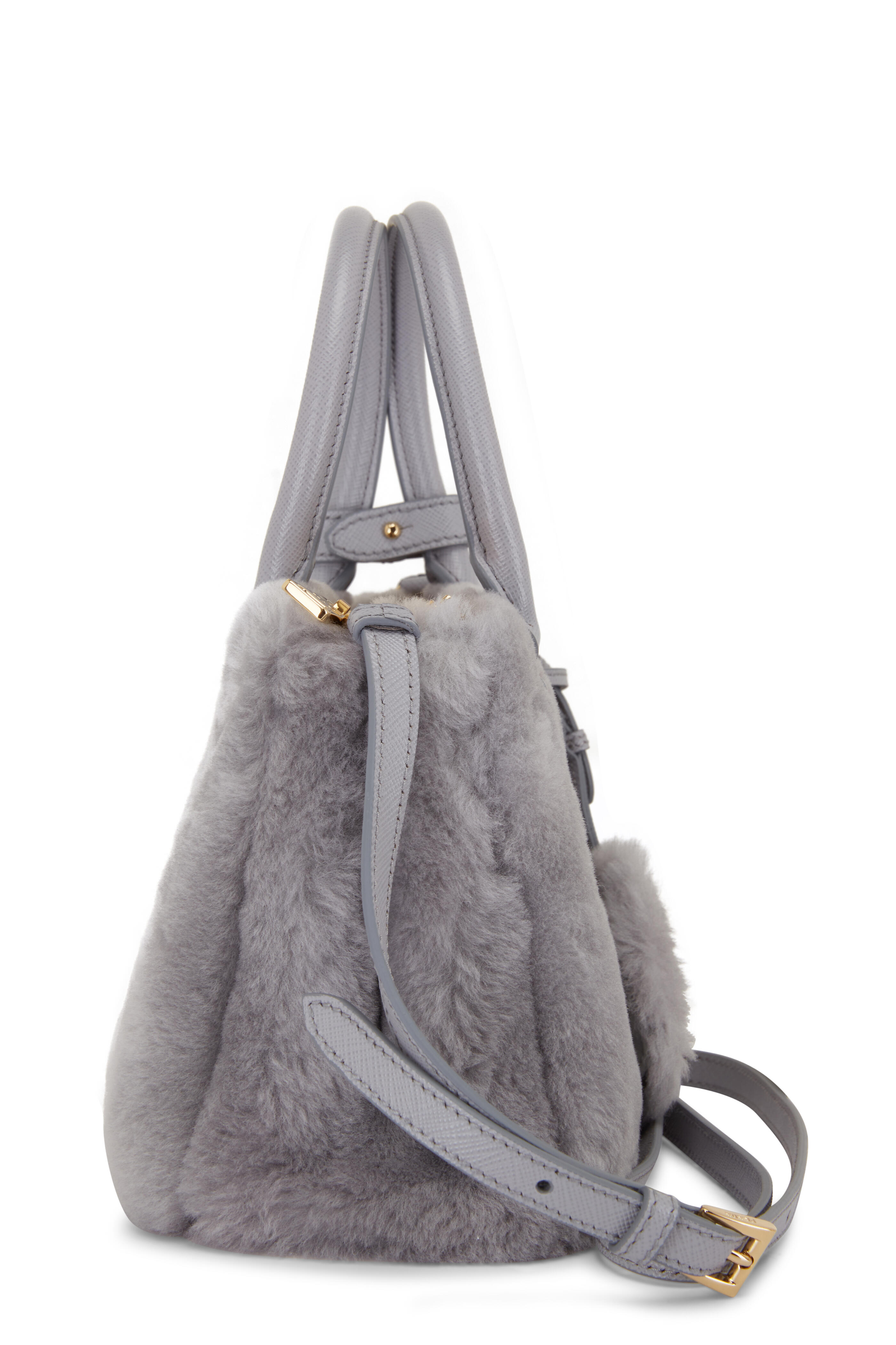 Prada - Galleria Blue Gray Sheep Shearling Mini Bag