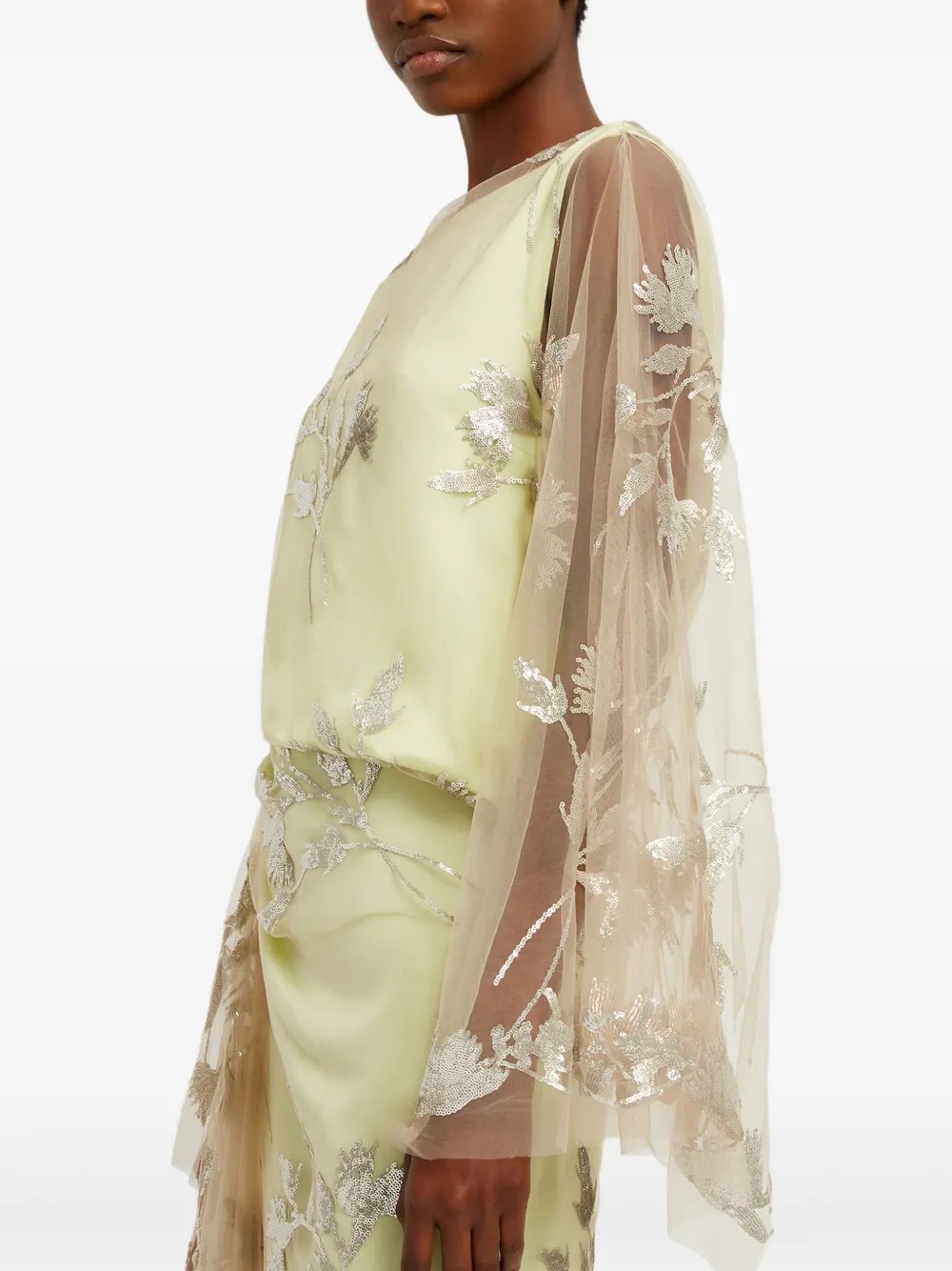 Erdem - Pistachio Short Sleeve Drape Gown