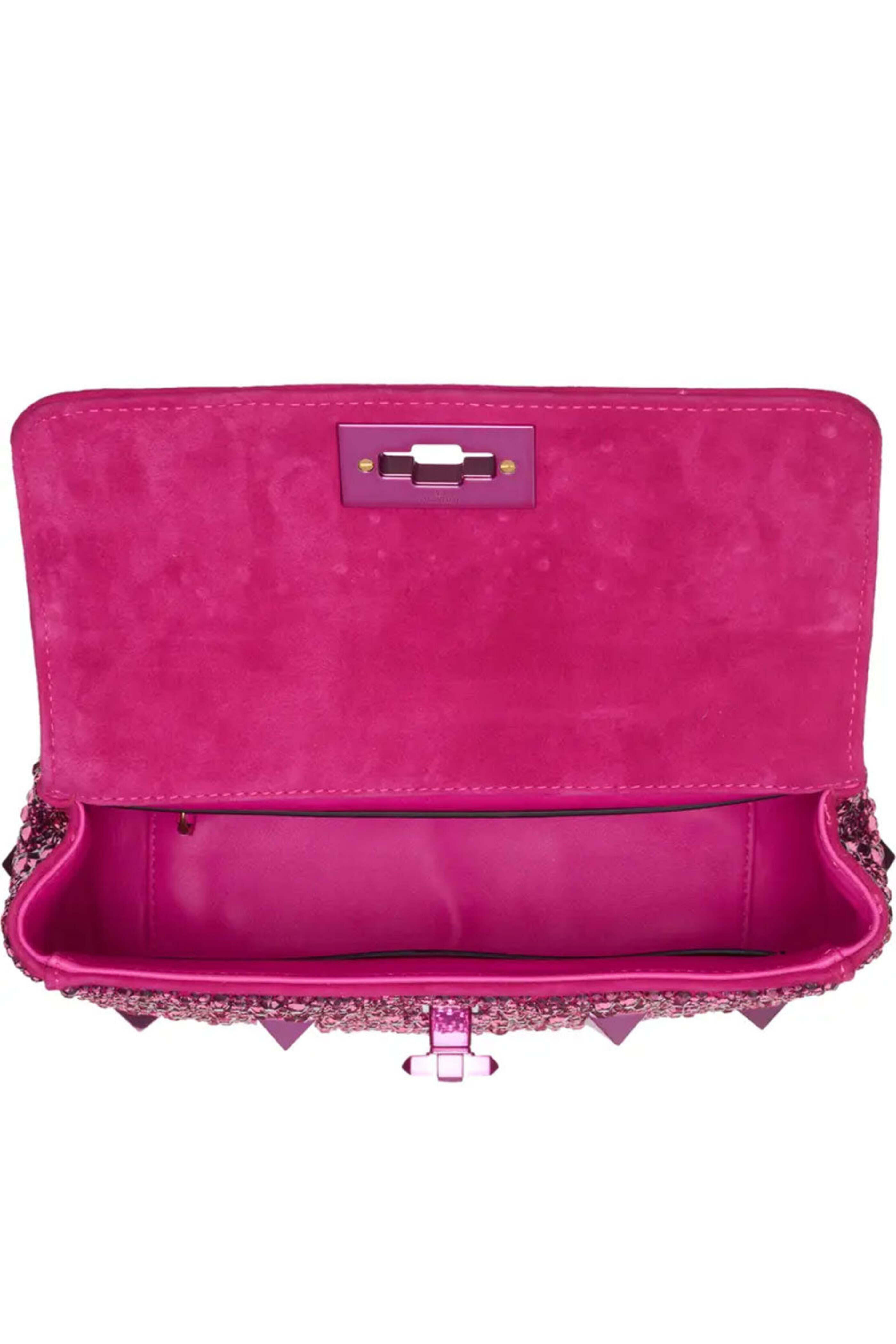 Valentino Garavani - Medium Roman Stud Rhinestone Bag in Rose Pink