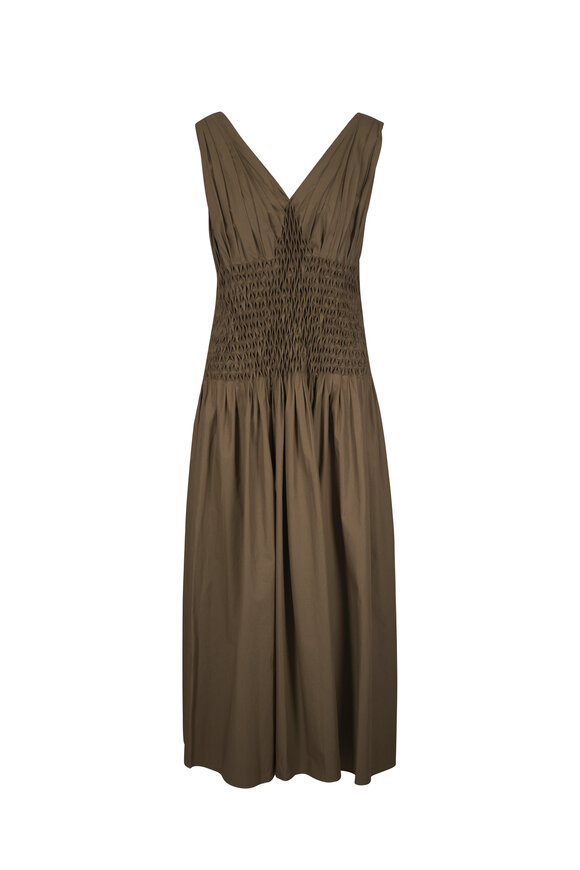 Khaite Nola Dark Olive Cotton Poplin Dress - view 1