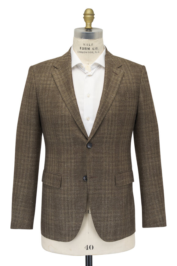 Zegna - Moss Green Plaid Wool Silk & Linen Sportcoat