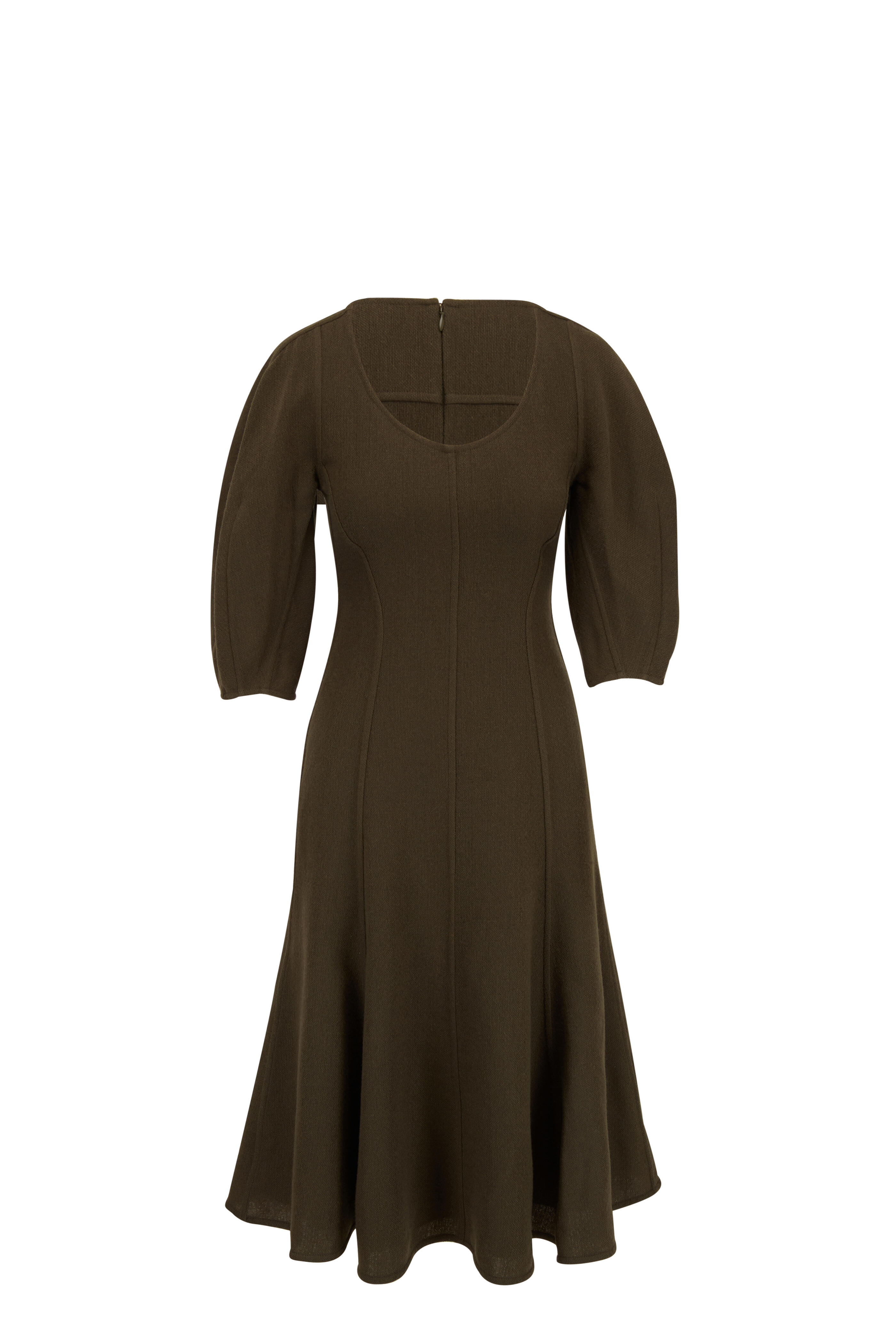 Fluffy sleeve pencil dress ブラウン M Fluffy sleeve pencil dress|LE'RURE