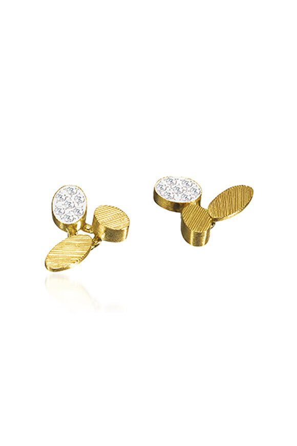 Luisa Rosas - 18K Yellow Gold Triple Petal Diamond Earrings