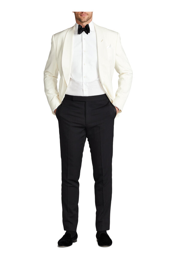 Ralph Lauren Purple Label - White Poplin Piqué Tuxedo Shirt