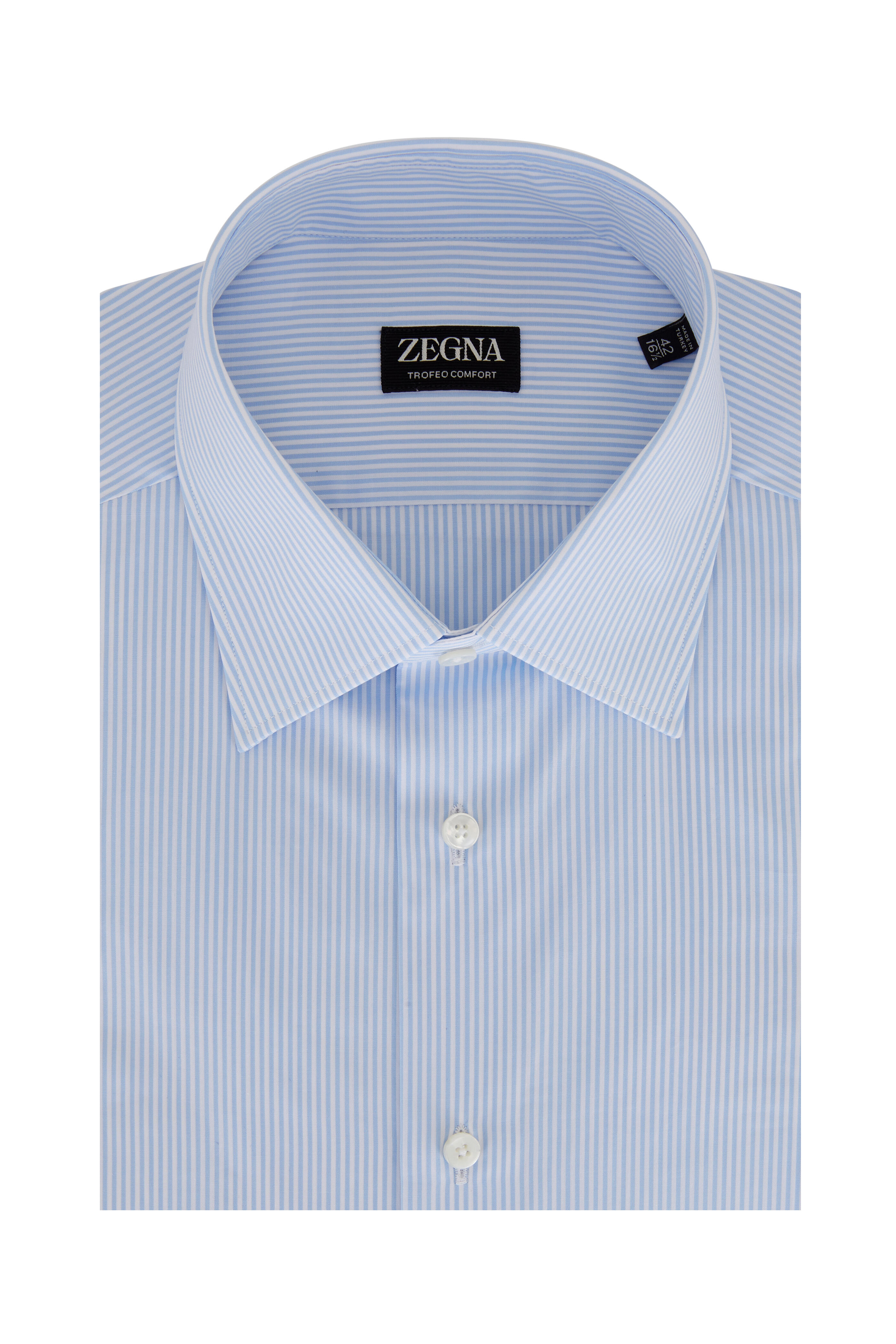Zegna - Trofeo™ Light Blue & White Stripe Dress Shirt