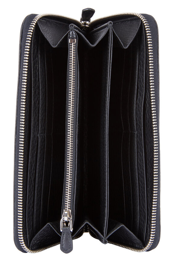 Prada - Black Pebbled Leather Zip-Around Wallet | Mitchell