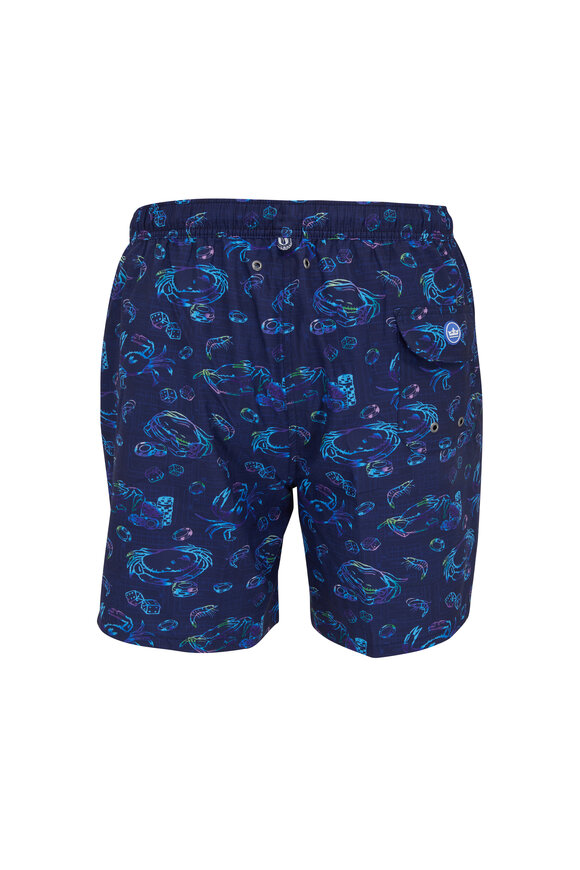 Peter Millar - Navy Crabs & Dice Swim Trunks