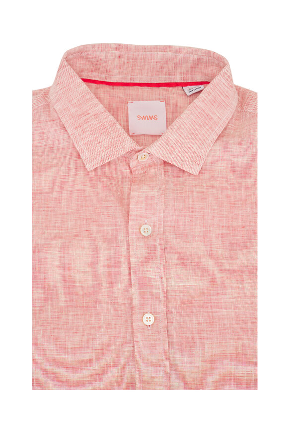 Swims Amalfi End On End Coral Linen Sport Shirt