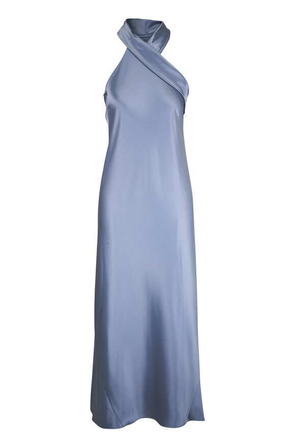 人気のクリスマスアイテムがいっぱい！ - Cucinelli Brunello Bright Dress A-Line Sleeveless Poplin Blue トップス