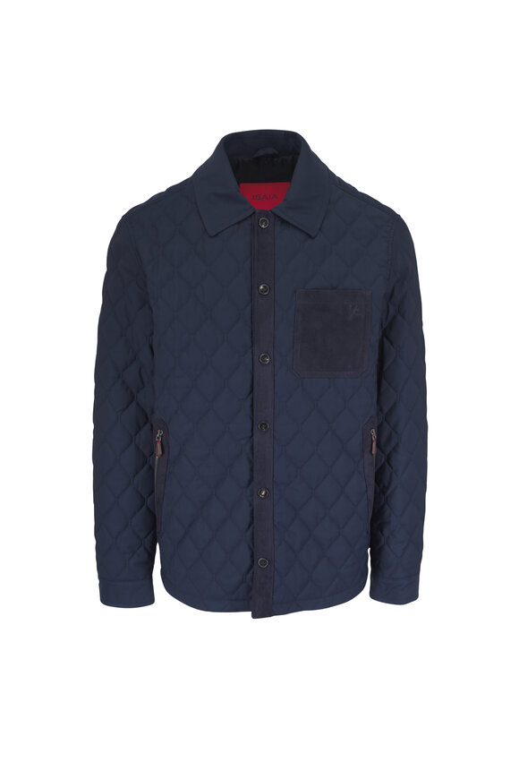 Isaia Navy Quilt Techno Storm Jacket - view 1
