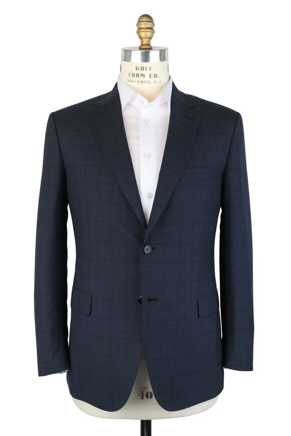 Brioni - Navy Blue Tonal Windowpane Wool Suit