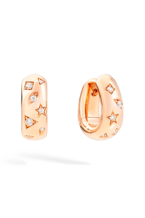 Pomellato 18k Rose Gold Iconica Fancy Set Diamond Earring