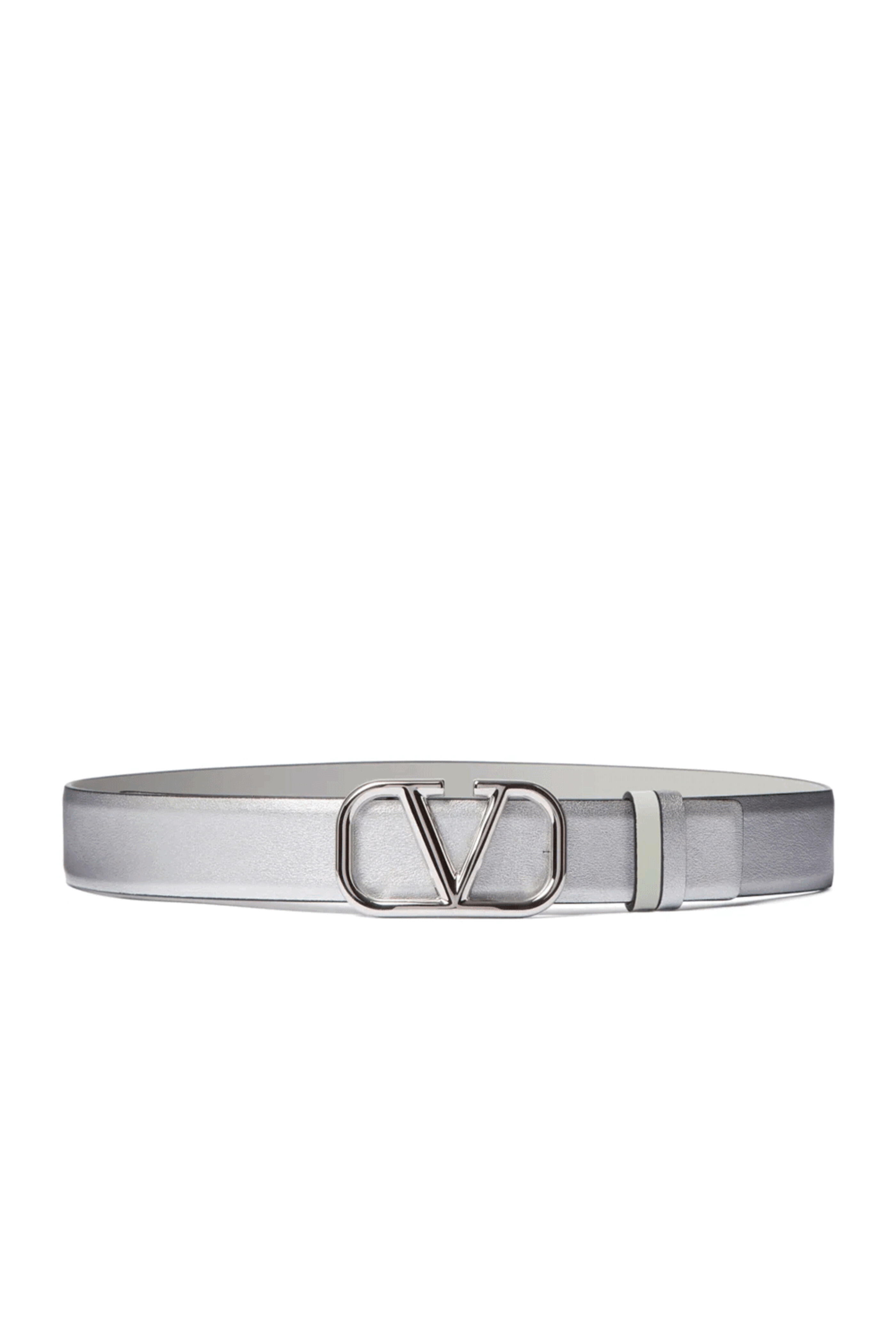 Valentino Garavani - Reversible VLogo Signature Belt in Gray & Silver