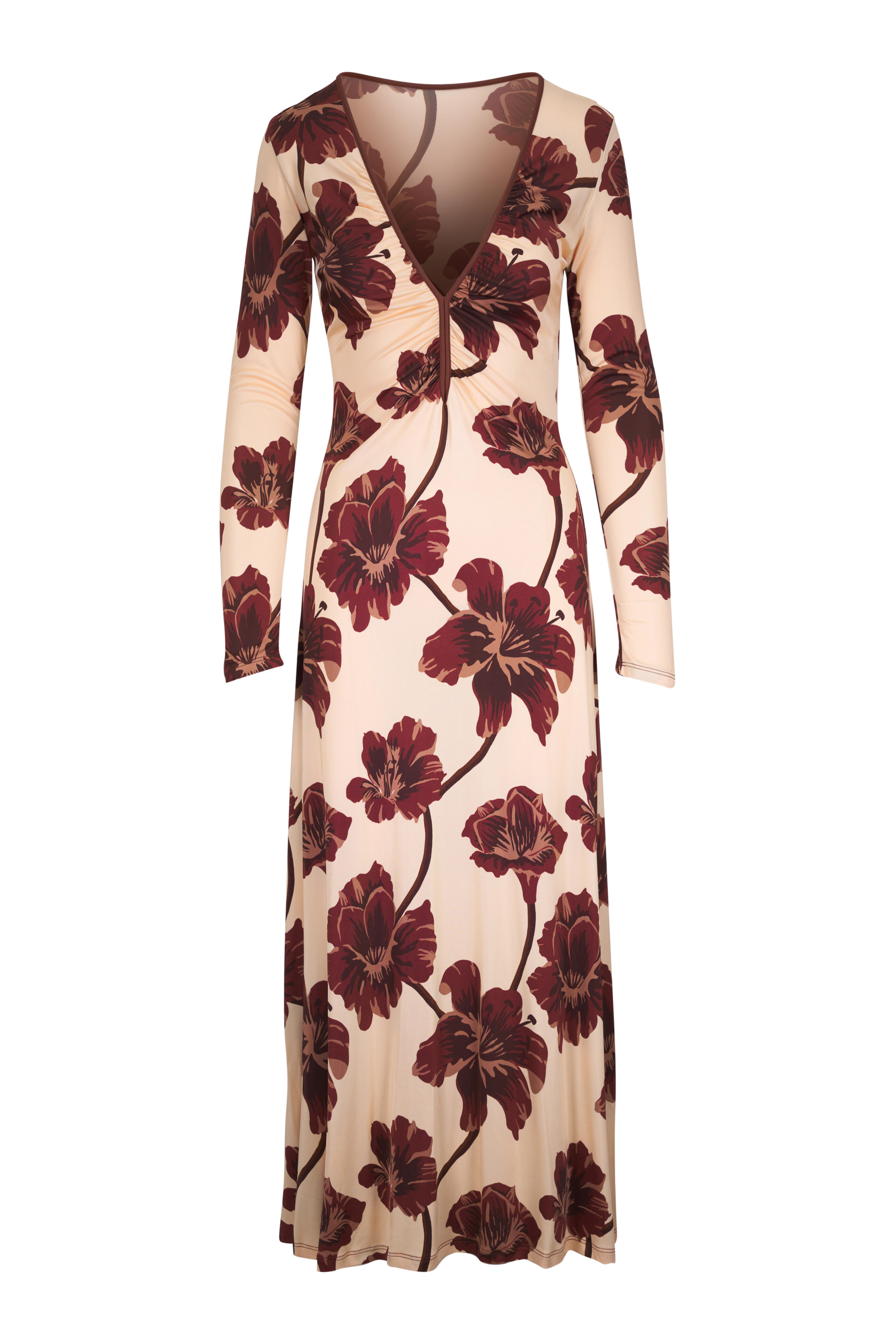 Johanna Ortiz - Alma Bordada Ecru & Brown Maxi Dress