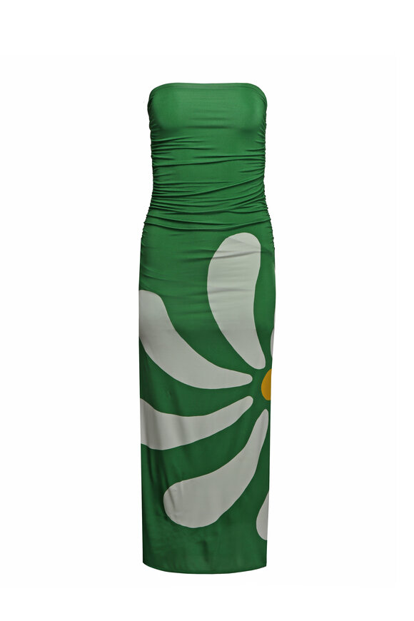 Cala De La Cruz Daphne Green & White Daisy Maxi Dress
