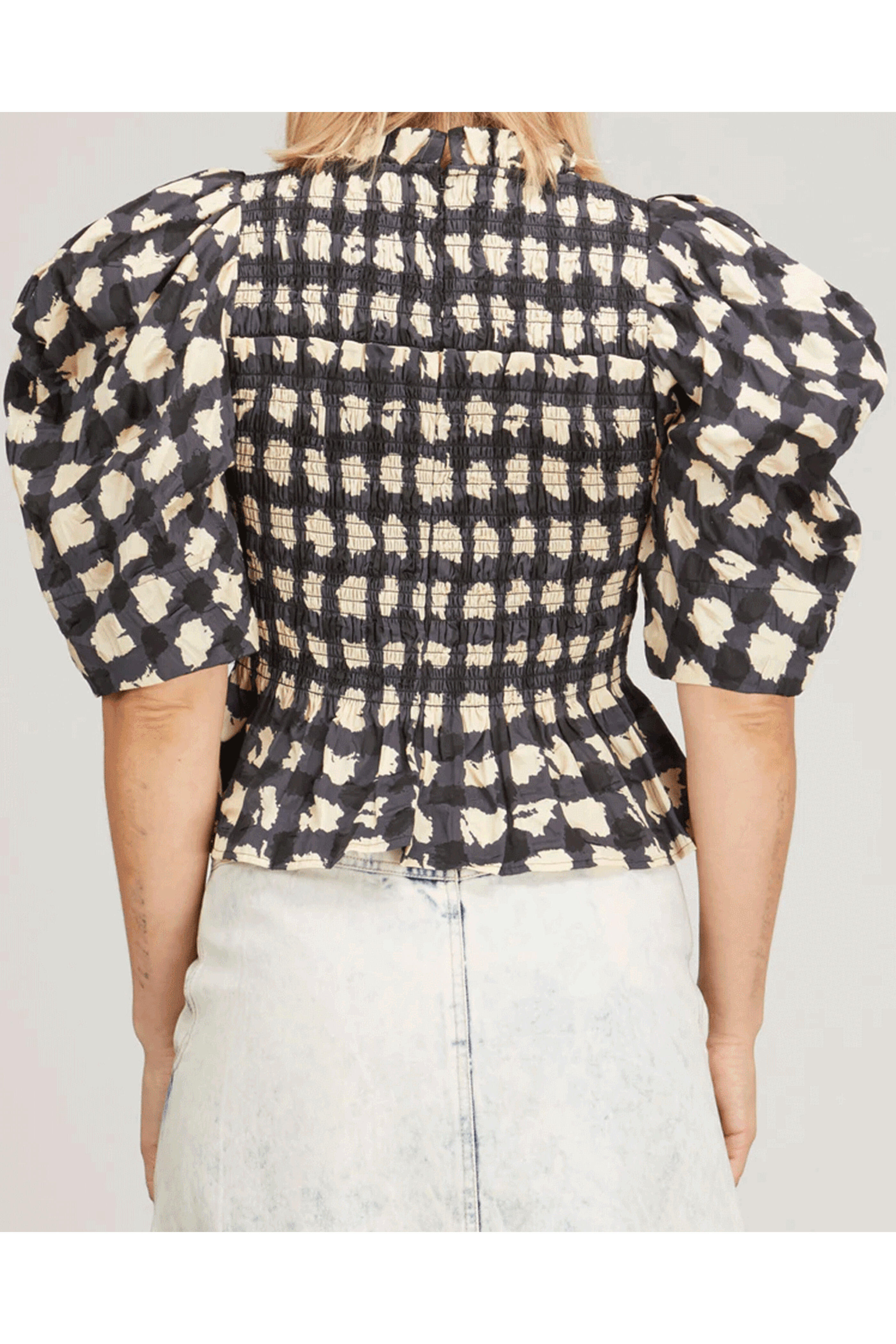 Sea NYC - Charcoal Ginger Puff Sleeve Top