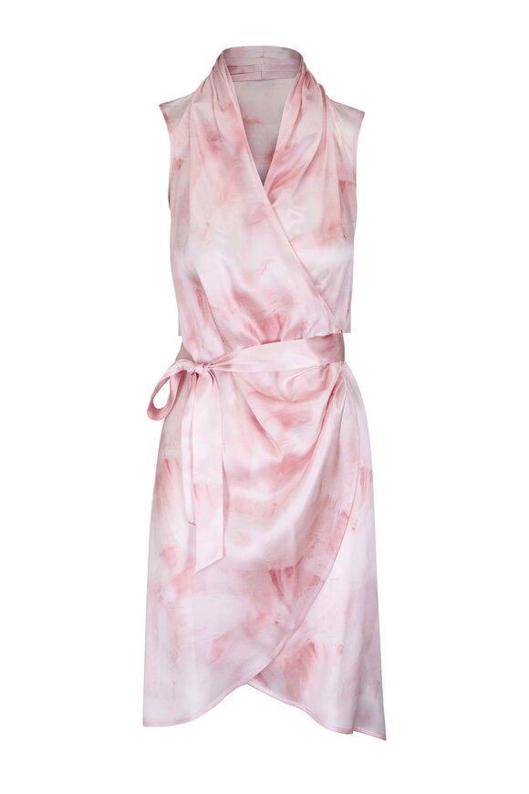 Kiton Rose Print Silk Wrap Dress