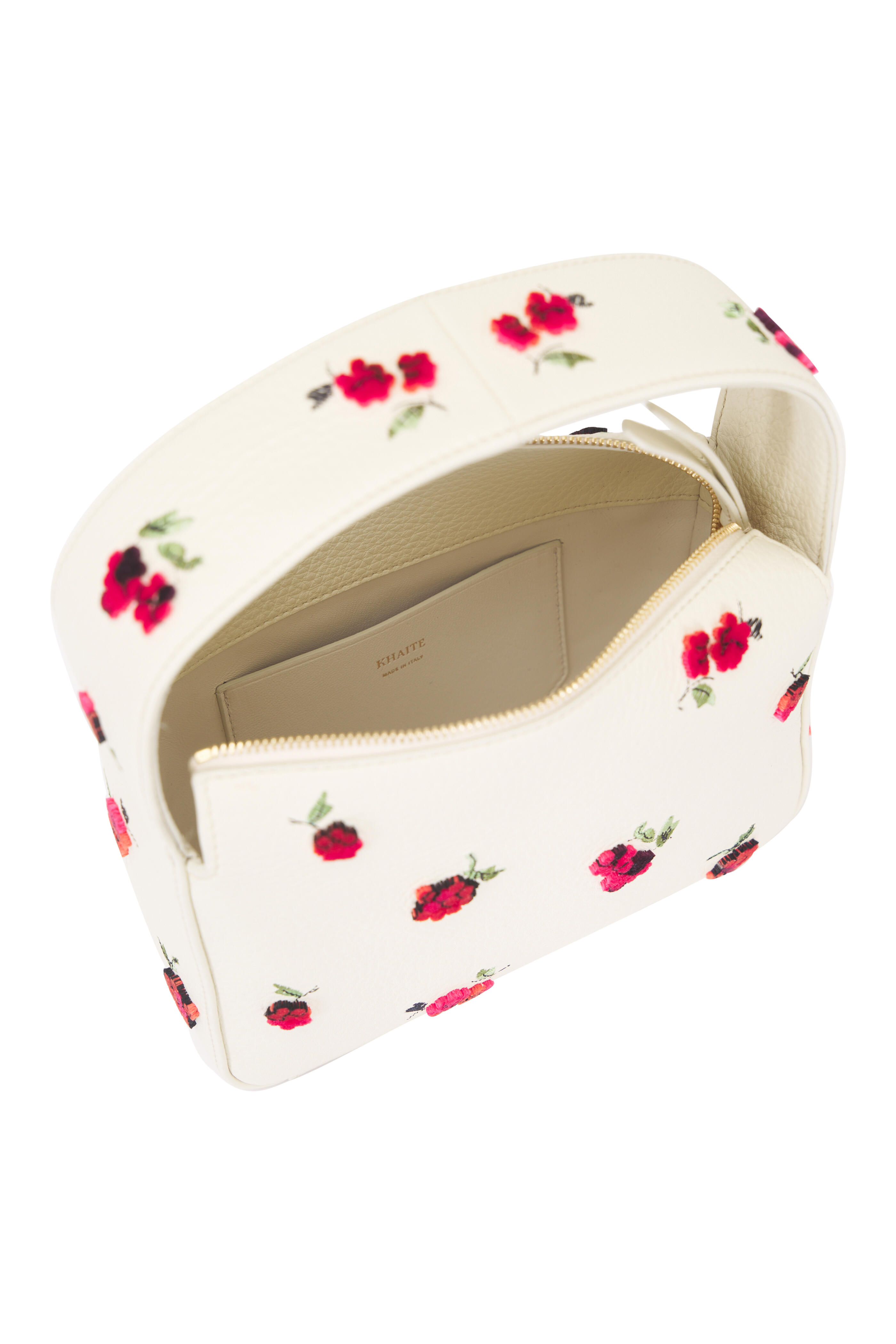 Khaite - Small Elena Raspberry Print & Cream Leather Bag