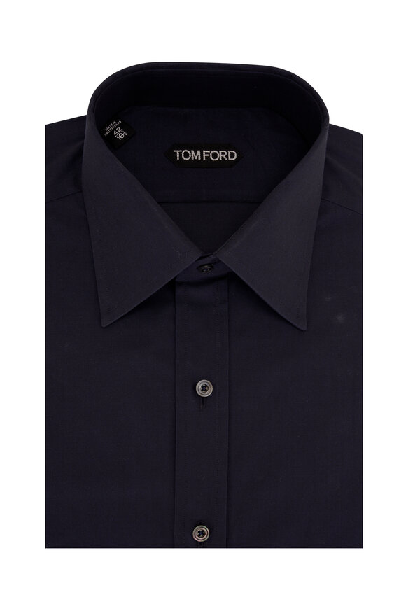 Tom Ford Navy Blue Cotton Dress Shirt  