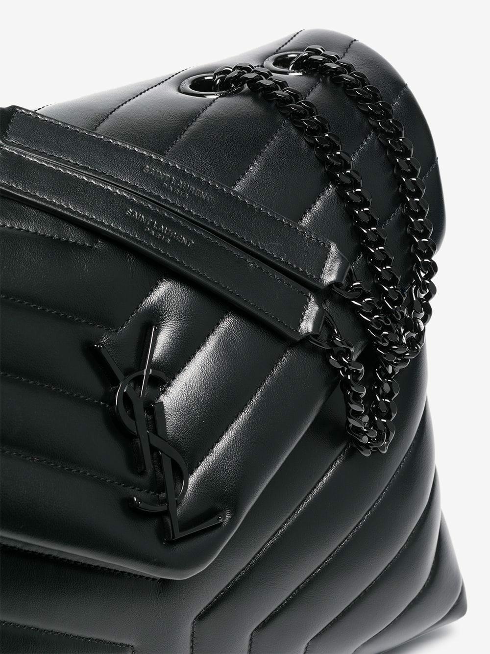 Saint Laurent Loulou Matelasse Y Black Leather Medium Shoulder Silver Chain  Bag - Chronostore