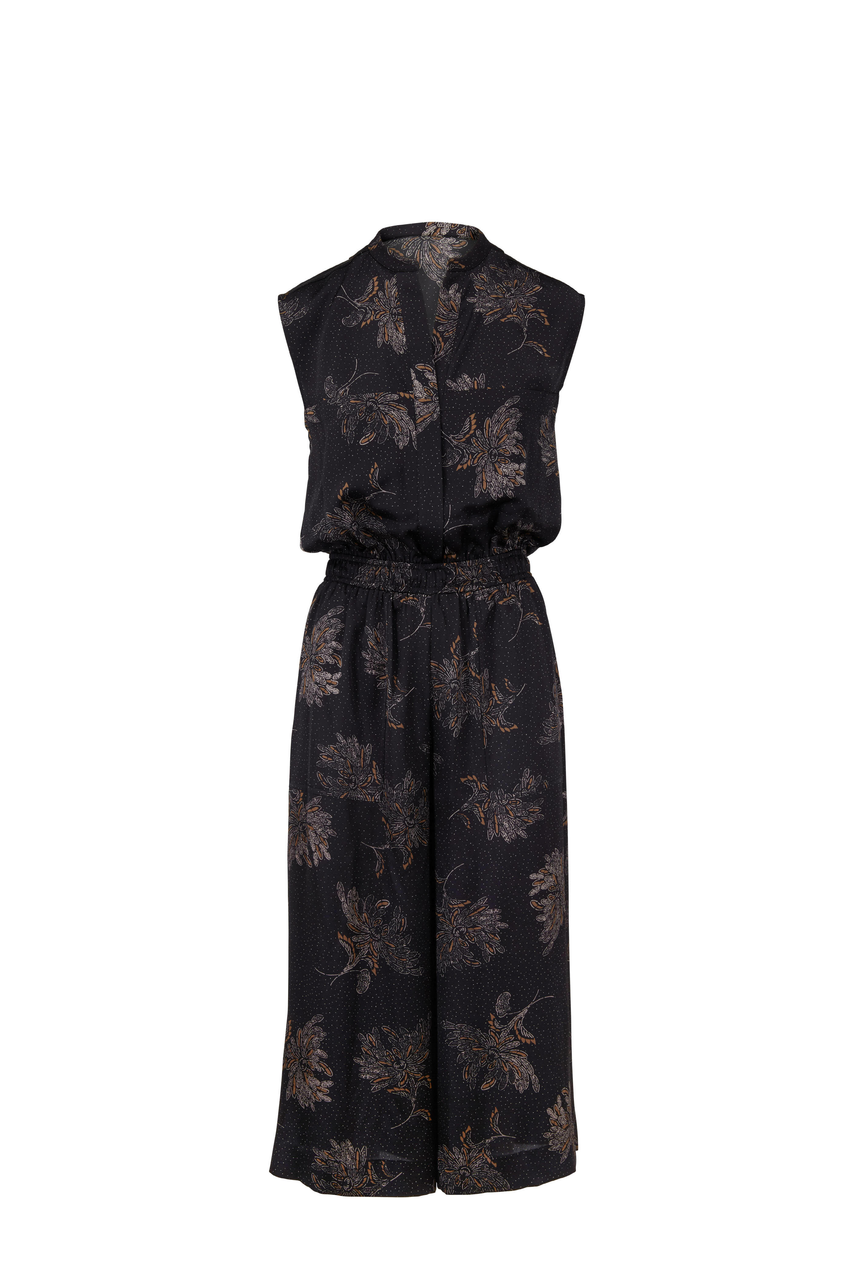 Vince - Coastal Blue Floral Silk Sleeveless Jumpsuit