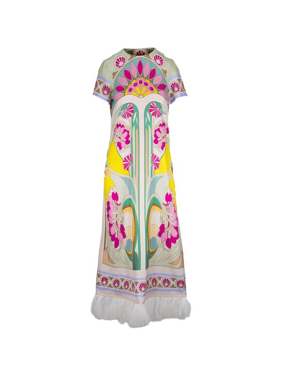 La DoubleJ Tulip Placée Green Feather Hem Swing Dress - view 3