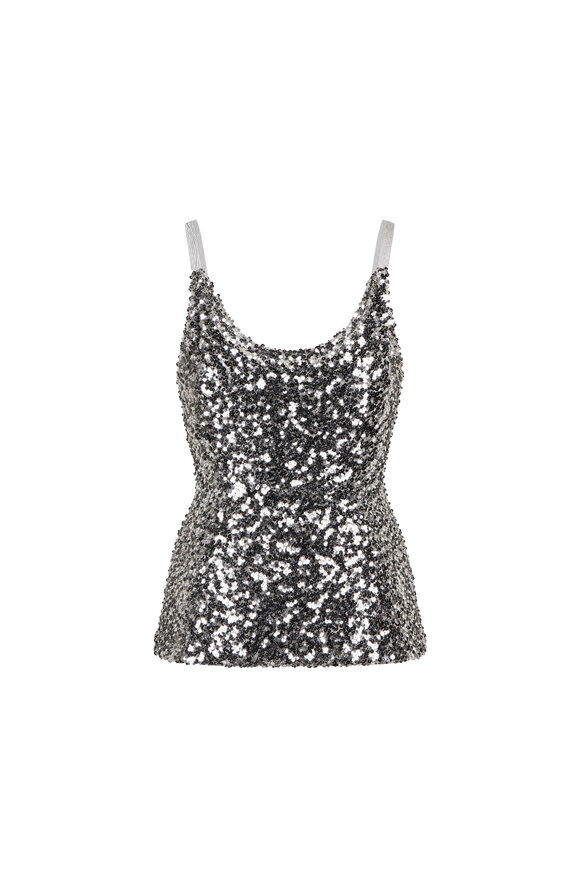 Edeline Lee Danae Silver Sequin Slip Tank - view 2