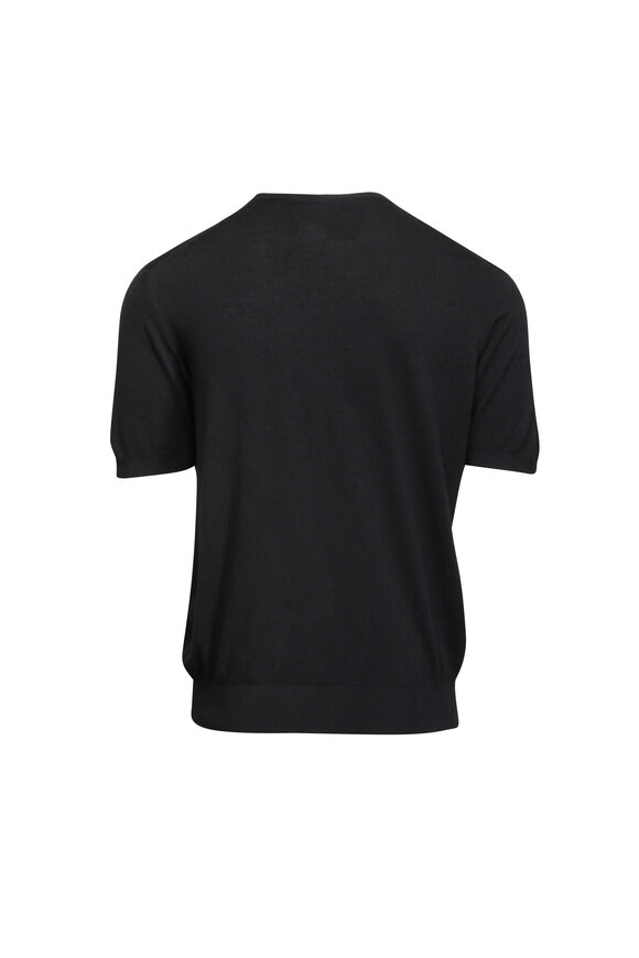 Colombo Black Wool Short Sleeve Sweater - view 2