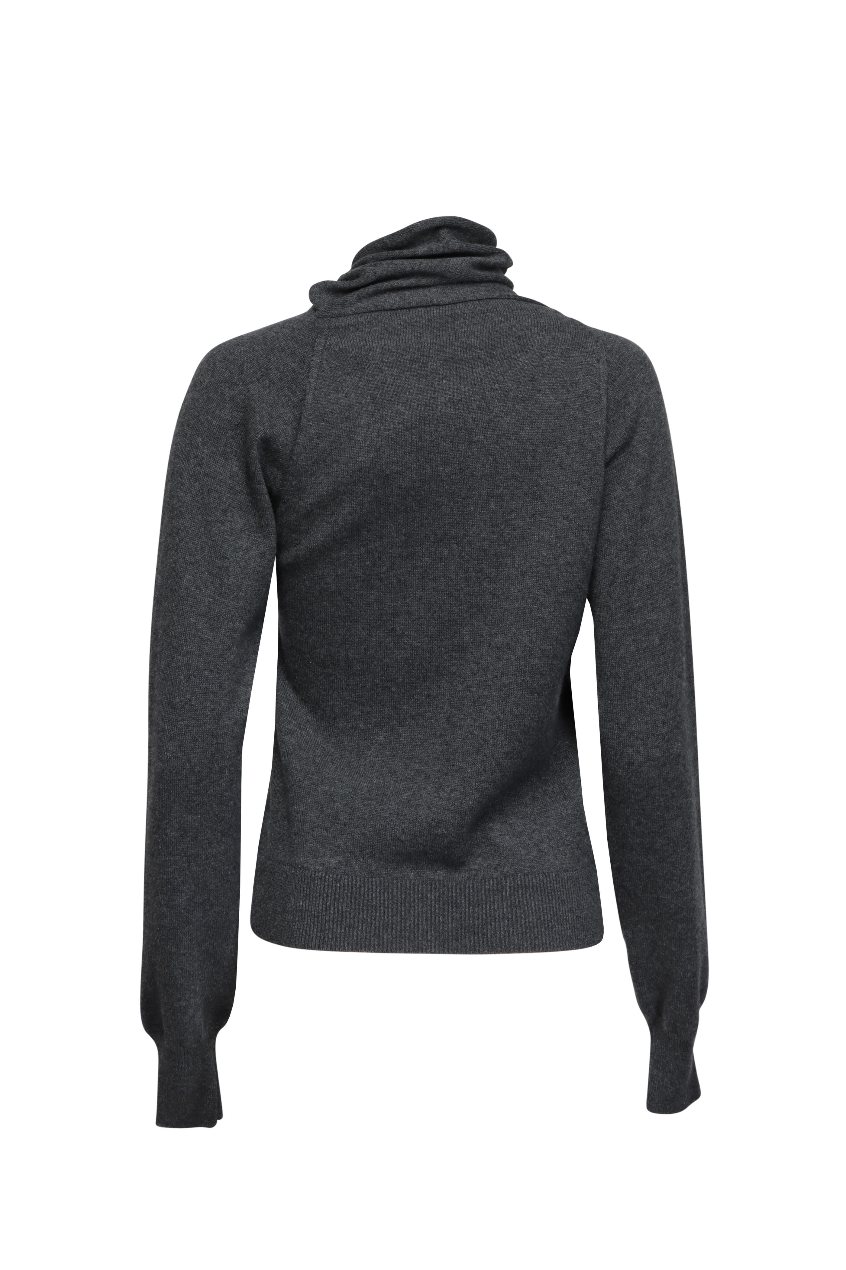 Tom Ford - Dark Grey Melange Wrap Collar Sweater