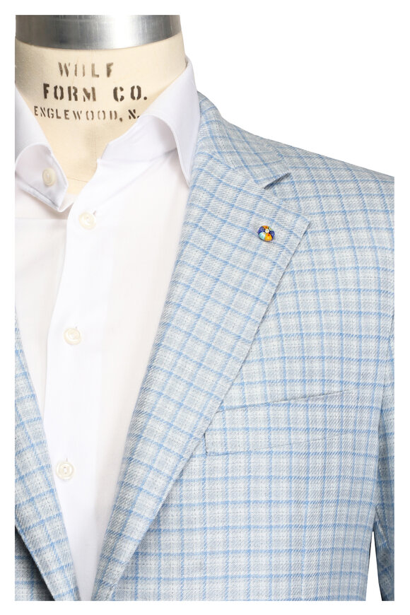 Belvest Blue & White Cashmere Check Sportcoat - view 1