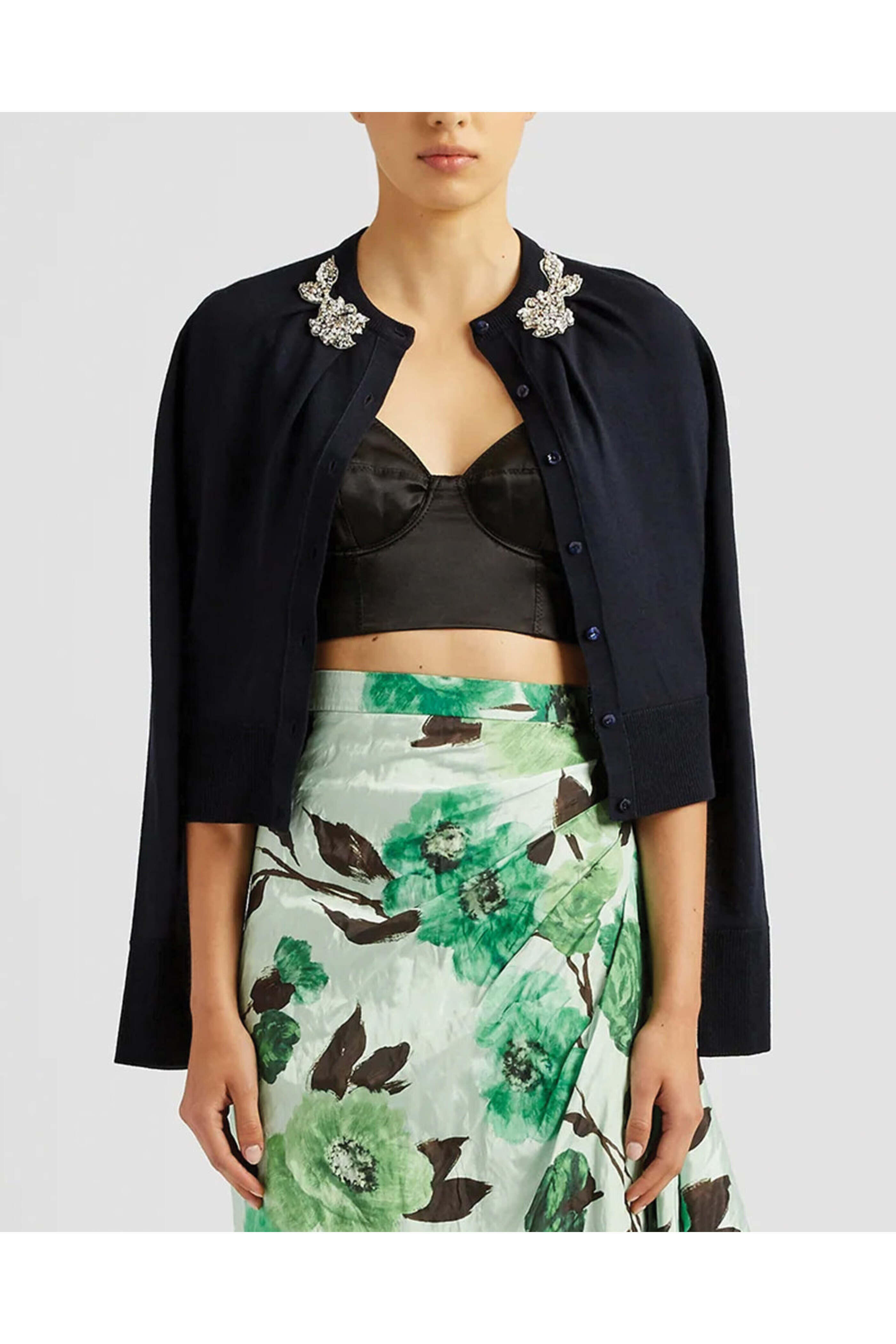 Erdem - Navy Knit Drape Cardigan